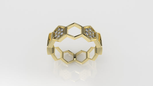 14K Gold Ring with 14 DIAMONDS VS1, STT PRONG