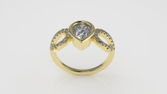 14K Gold Ring with 31 DIAMONDS VS1, "Cut Split", "Setting Bezel"