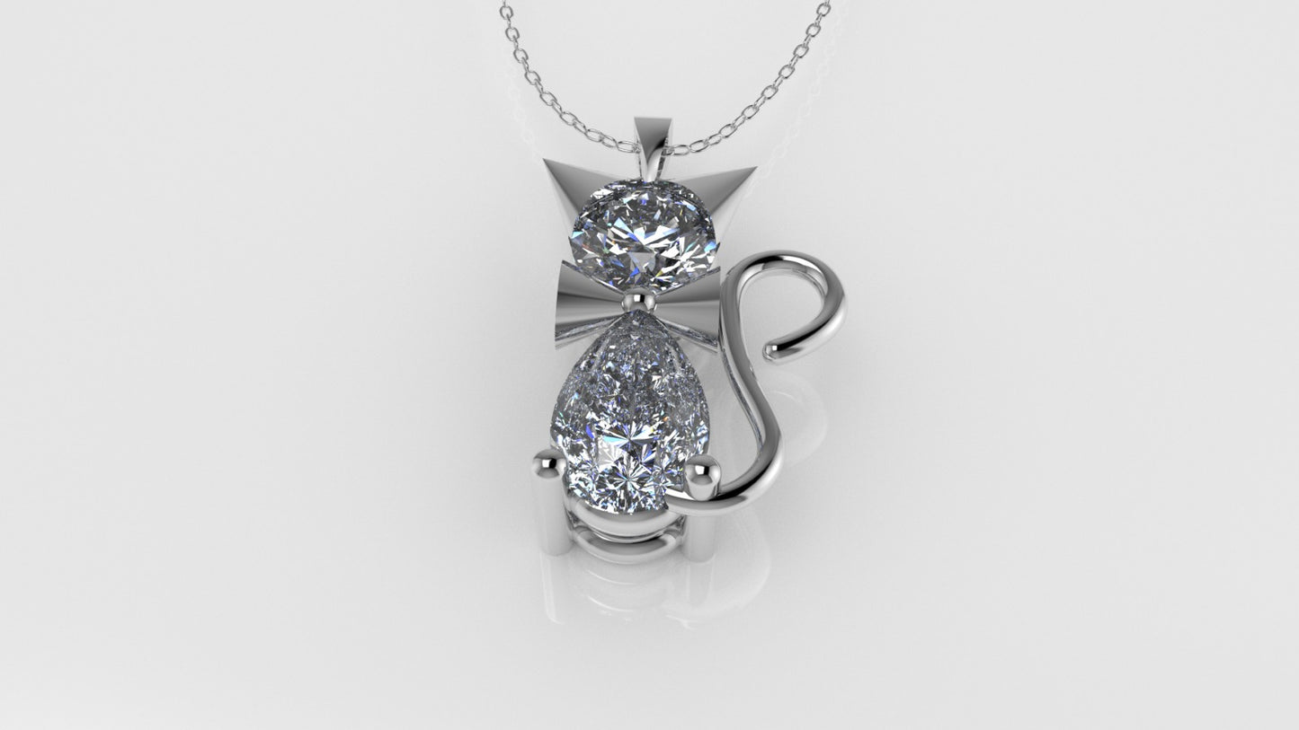 14K Pendant with 2 Diamond VS1, "STT: Prong and Bezel" Cat Style