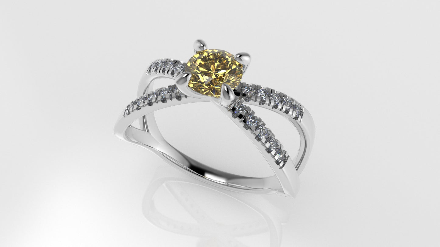 14K Gold Ring with 21 Stone, "Cut Split", "Setting Prong"