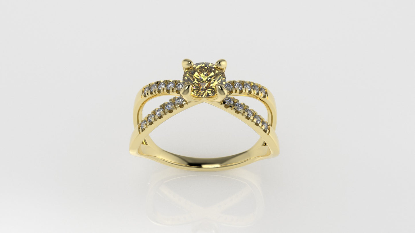 14K Gold Ring with 21 Stone, "Cut Split", "Setting Prong"