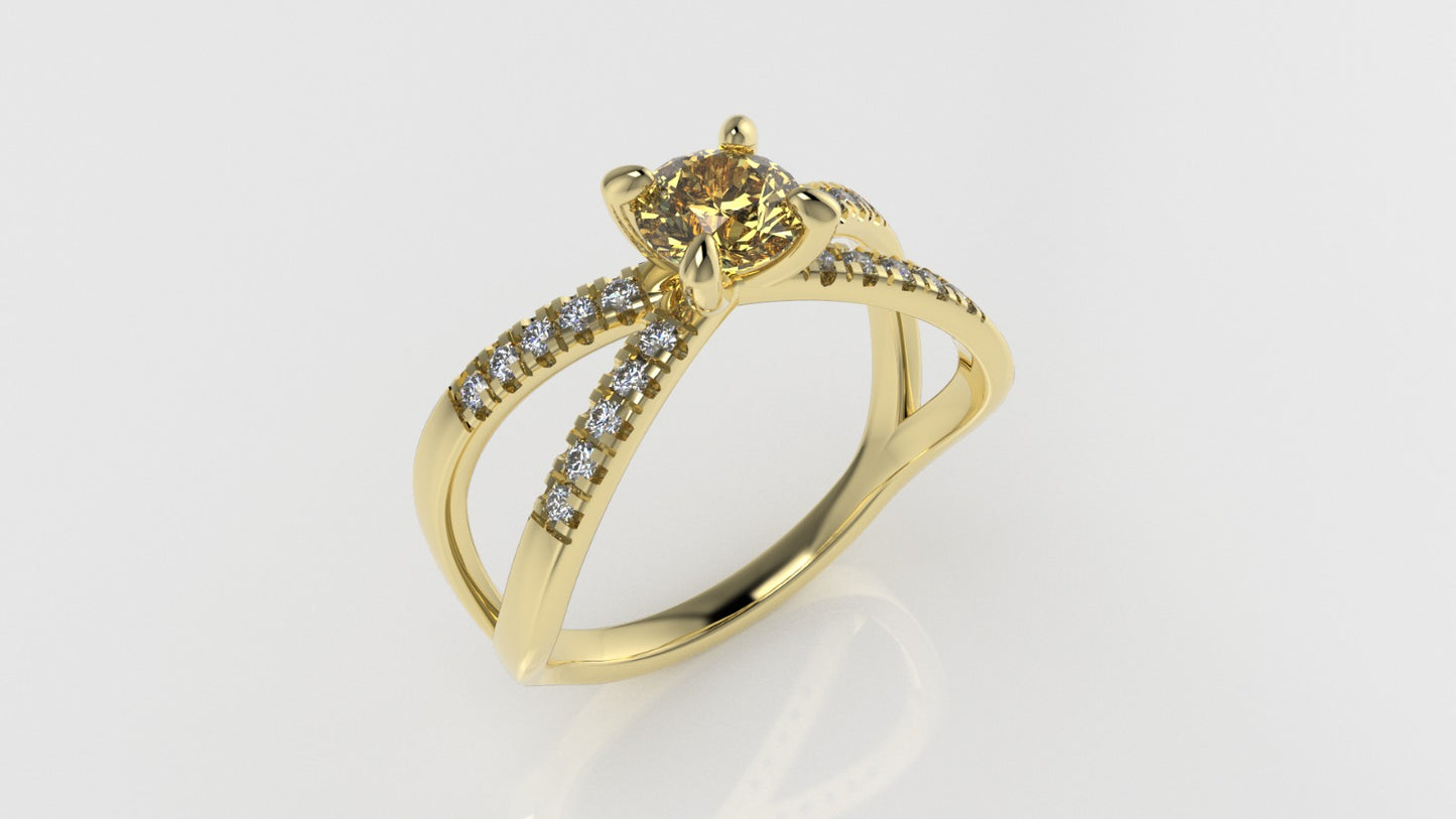 14K Gold Ring with 21 Stone, "Cut Split", "Setting Prong"