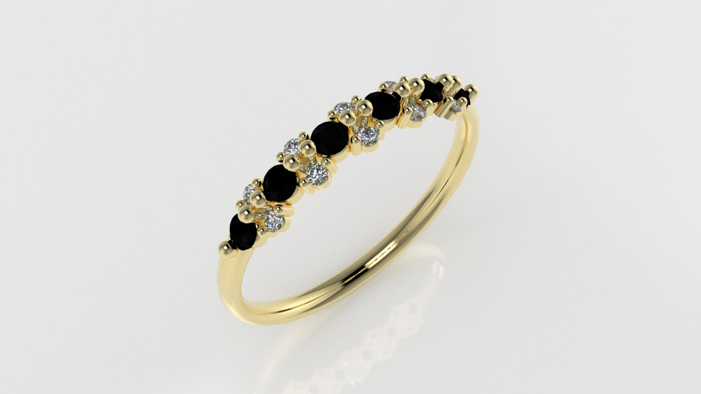 14K Ring with 16 STONES, Stt: Prong