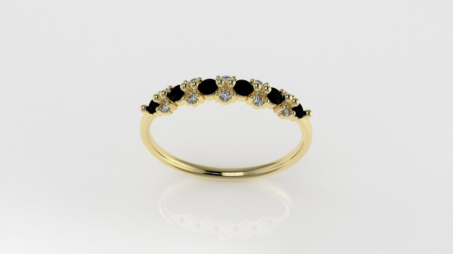 14K Ring with 16 STONES, Stt: Prong