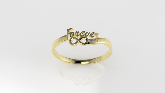 14K 'Forever' Gold Ring with Diamonds