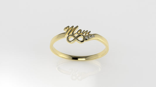 14K 'Mom' Gold Diamond Ring