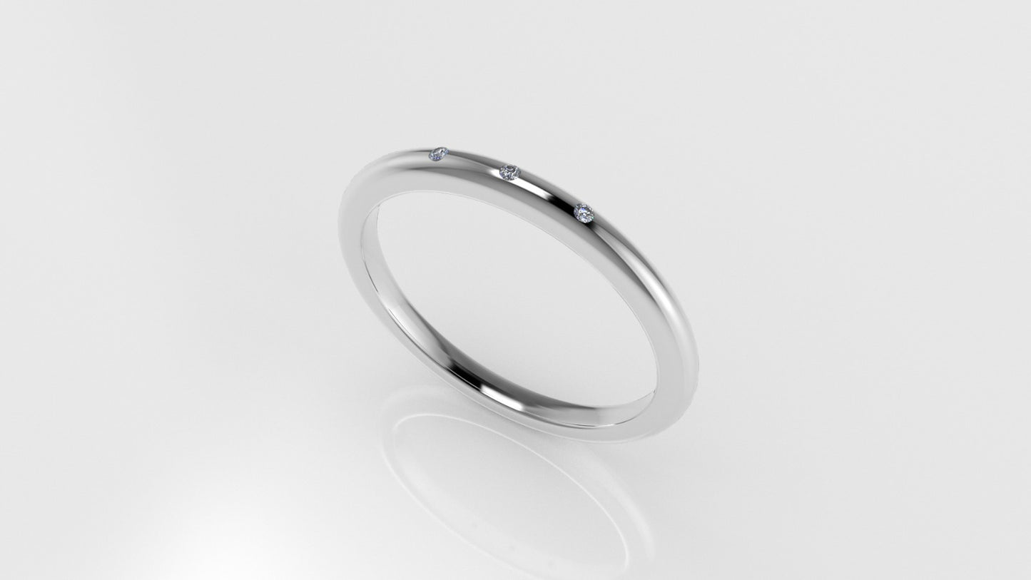 14K 3 Point Diamond Band Ring
