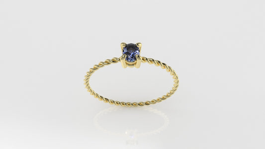 14K Gold Skinny Twist Tanzanite Stone Ring