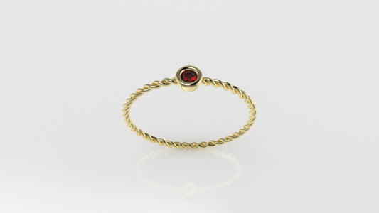 14K Ruby Stone Slim Twist Ring