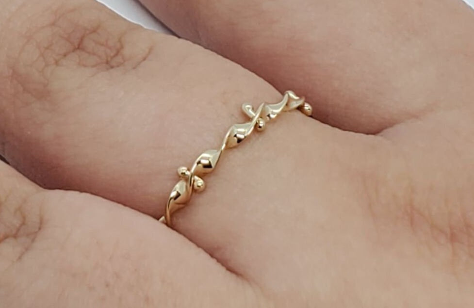 14K All Around Skinny Twist Gold Ring