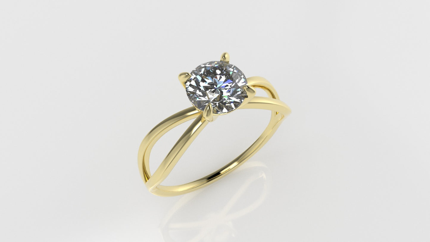 14k Gold Solitaire Ring, 1 Diamond 6.5mm VS1