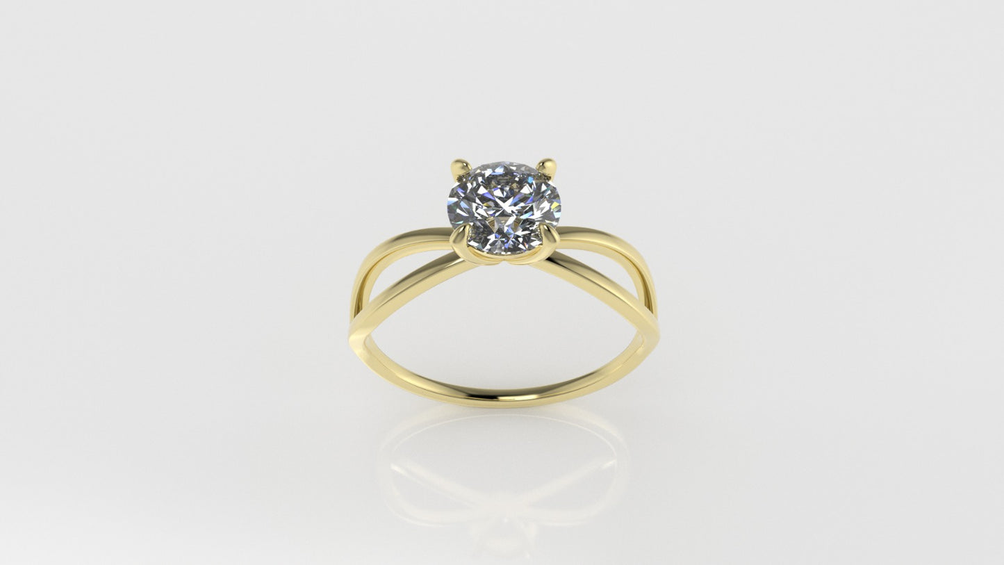 14k Gold Solitaire Ring, 1 Diamond 6.5mm VS1