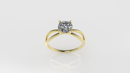 14k Gold Solitaire Ring, 1 Diamond 6.5mm VS1