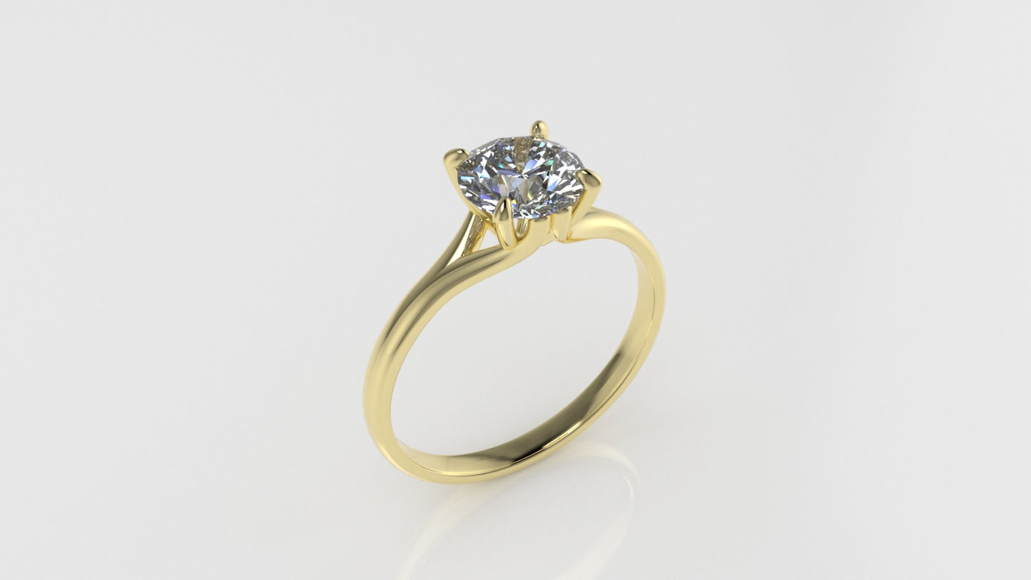 14k Solitaire Ring, 1 Diamond VS1