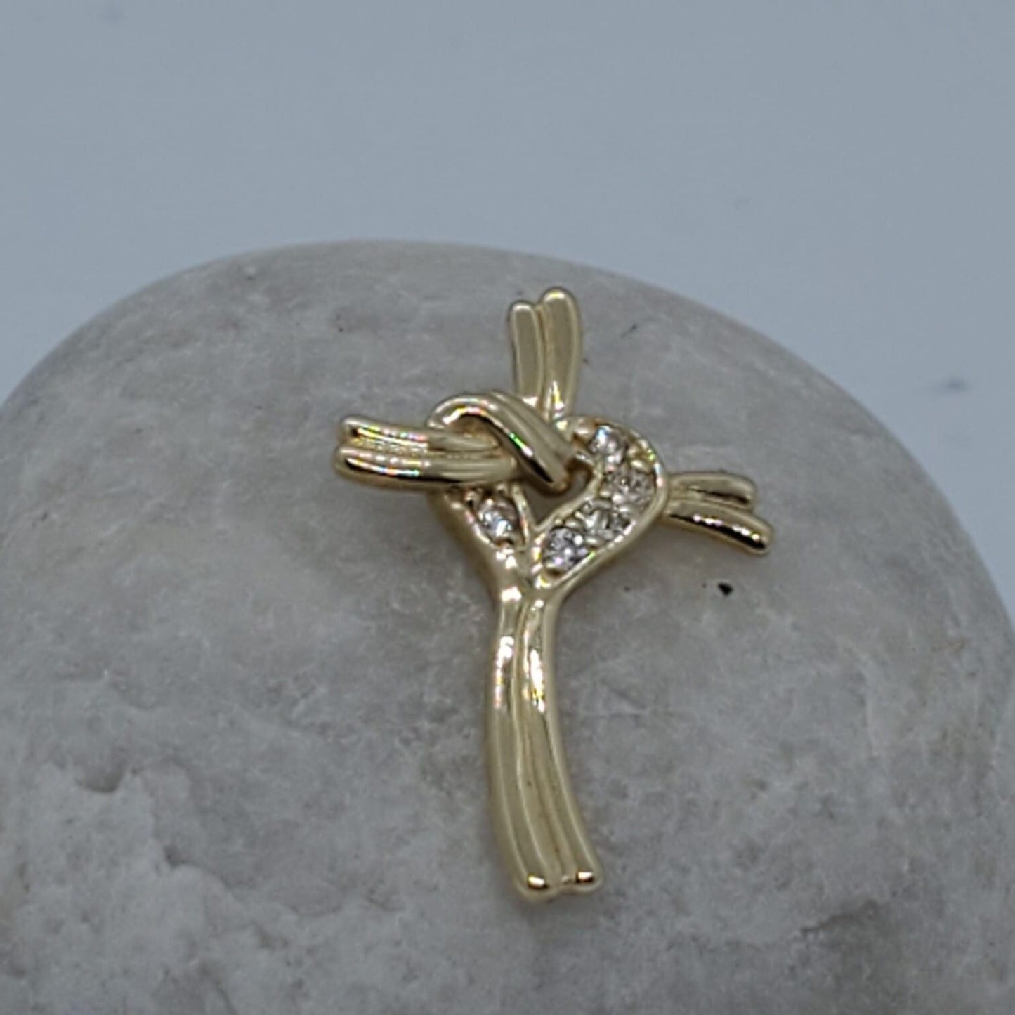 14K Diamond Heart and Cross Combination Pendant