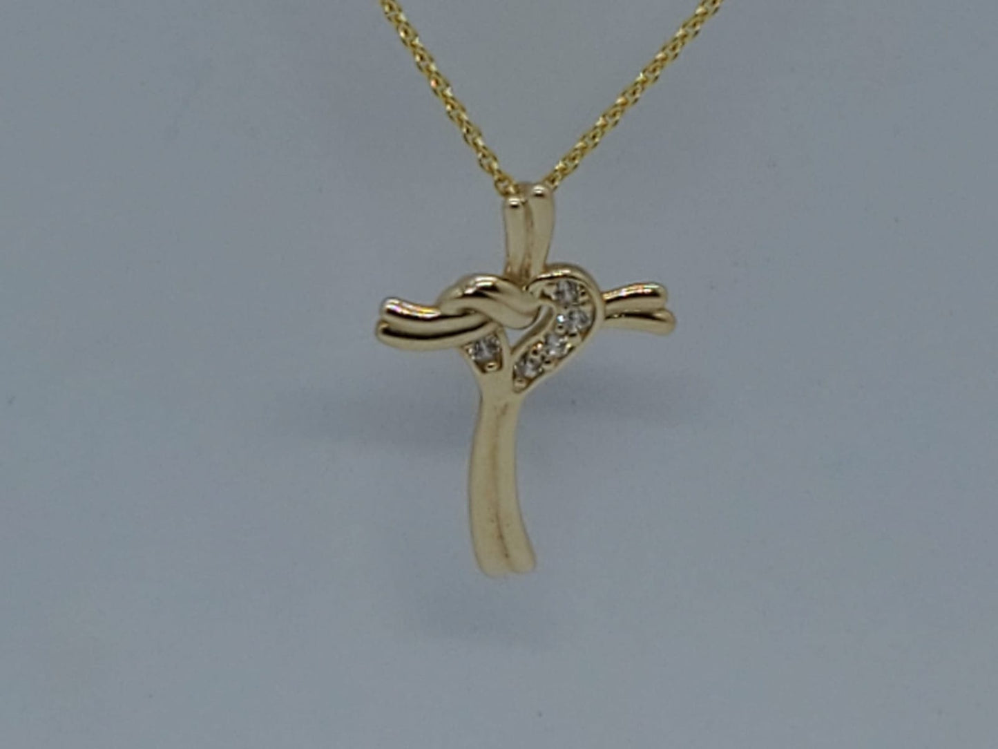 14K Diamond Heart and Cross Combination Pendant