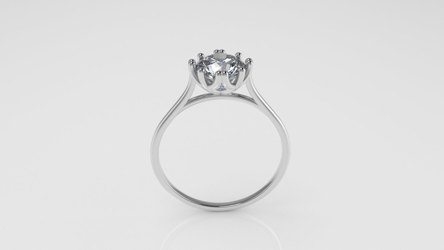 14k Solitaire Ring, 1 Diamond 6.5mm, Stt: Prong