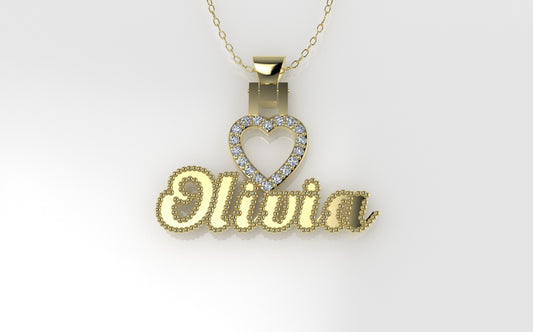 14K Custom Names Pendant with DIAMONDS VS1, "all kinds of name can be customized"