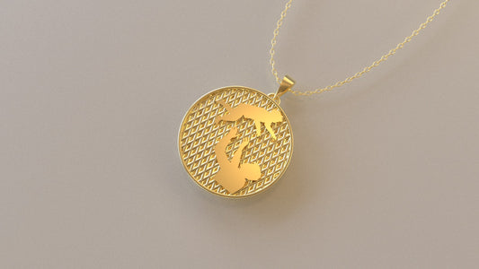 14K Gold Pendant, Dad and Son Silhouette