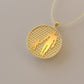 14K Gold Pendant, Silhouette of Father and Son shaking hands