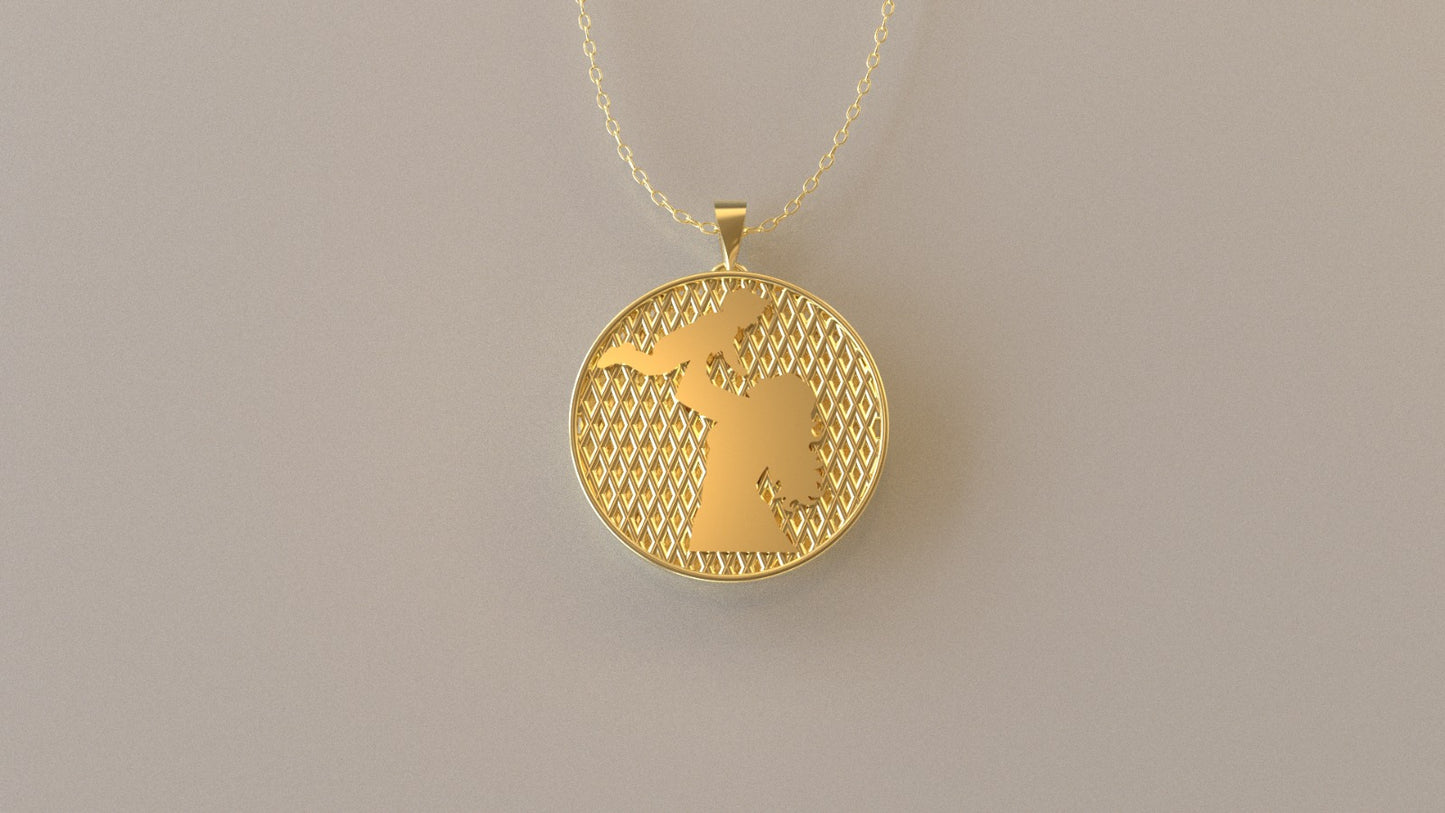 14K Gold Pendant, Mother and Son Silhouette