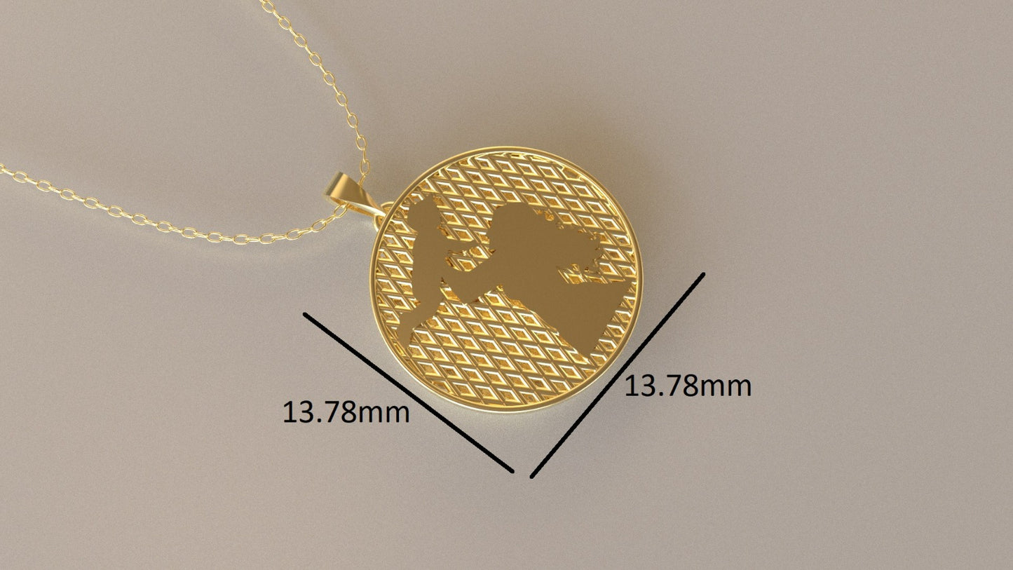 14K Gold Pendant, Mother and Son Silhouette