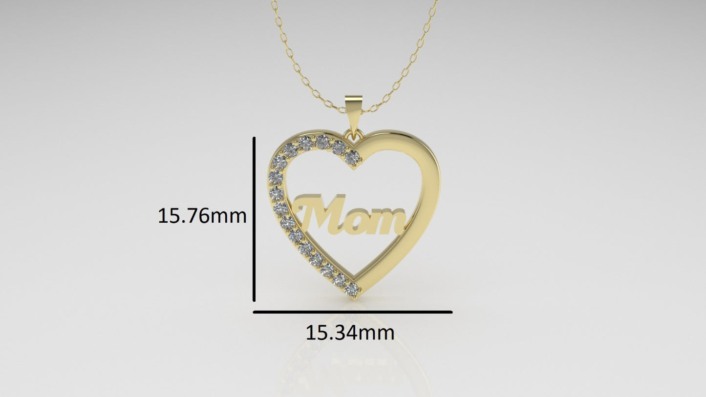 14K Pendant with 16 DIAMONDS VS1, "STT: Prong", Heart Style, MOM