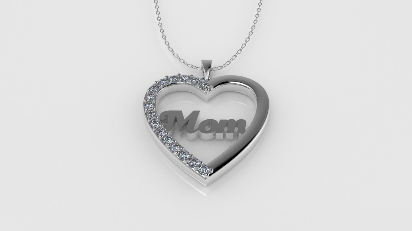 14K Pendant with 16 DIAMONDS VS1, "STT: Prong", Heart Style, MOM