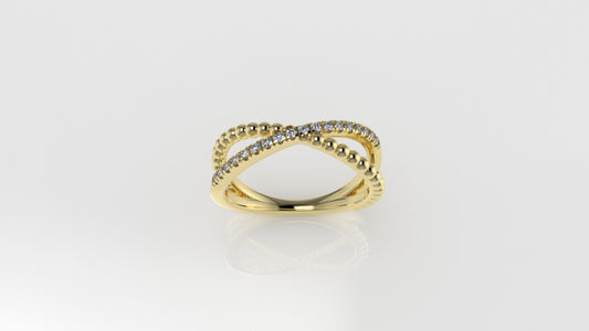 14K Gold Ring with 18 DIAMONDS VS1, Cut Split