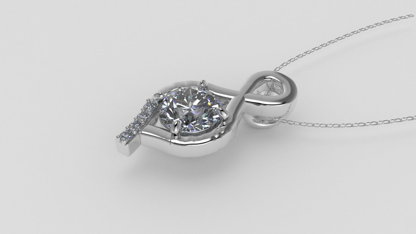 14K Gold Pendant with 5 DIAMONDS VS1, "STT: Prong"