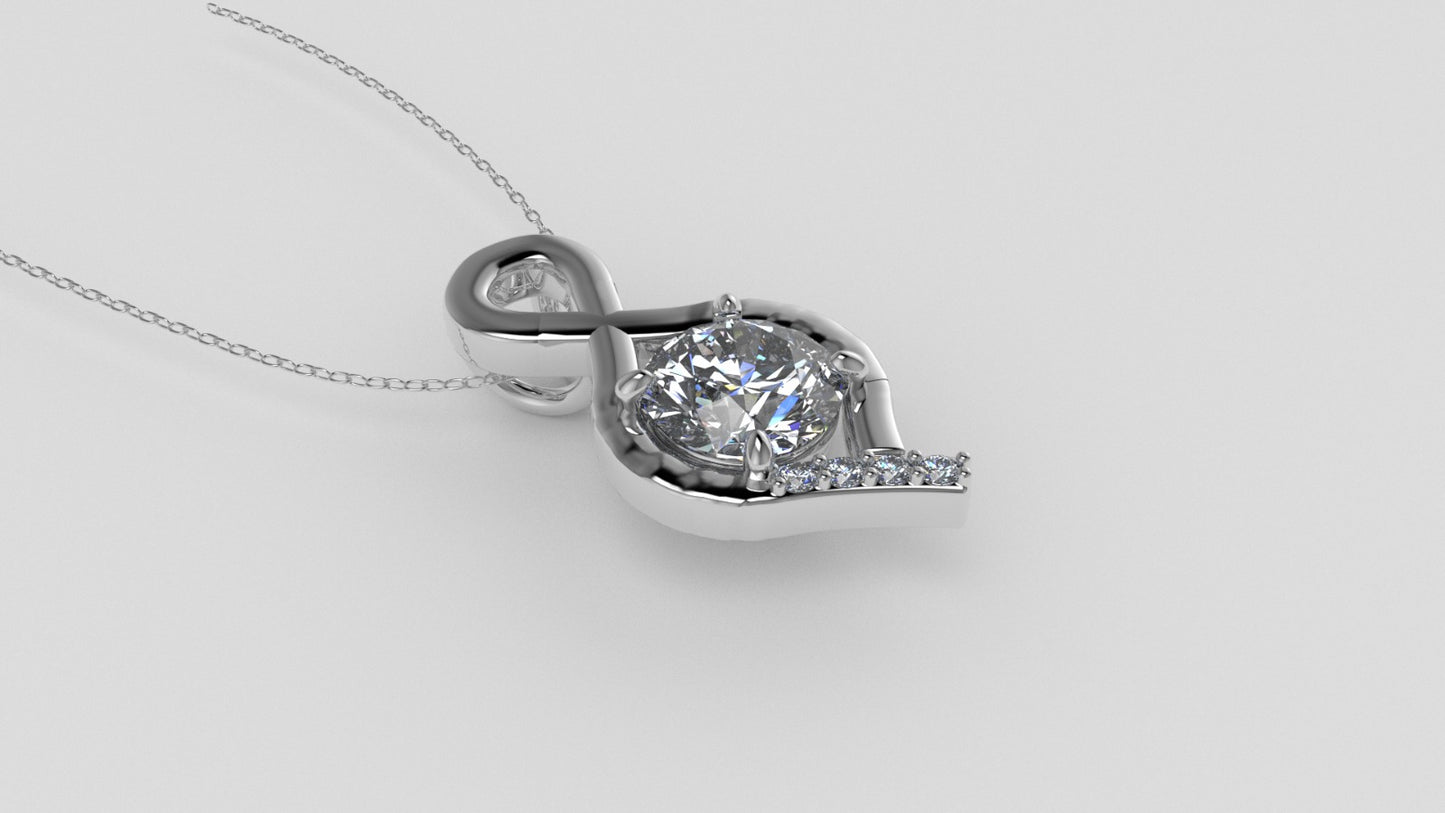 14K Gold Pendant with 5 DIAMONDS VS1, "STT: Prong"