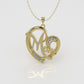 14K Gold Pendant with 8 DIAMONDS VS1, "STT: Prong", MOM, Heart Style, FILIGREE