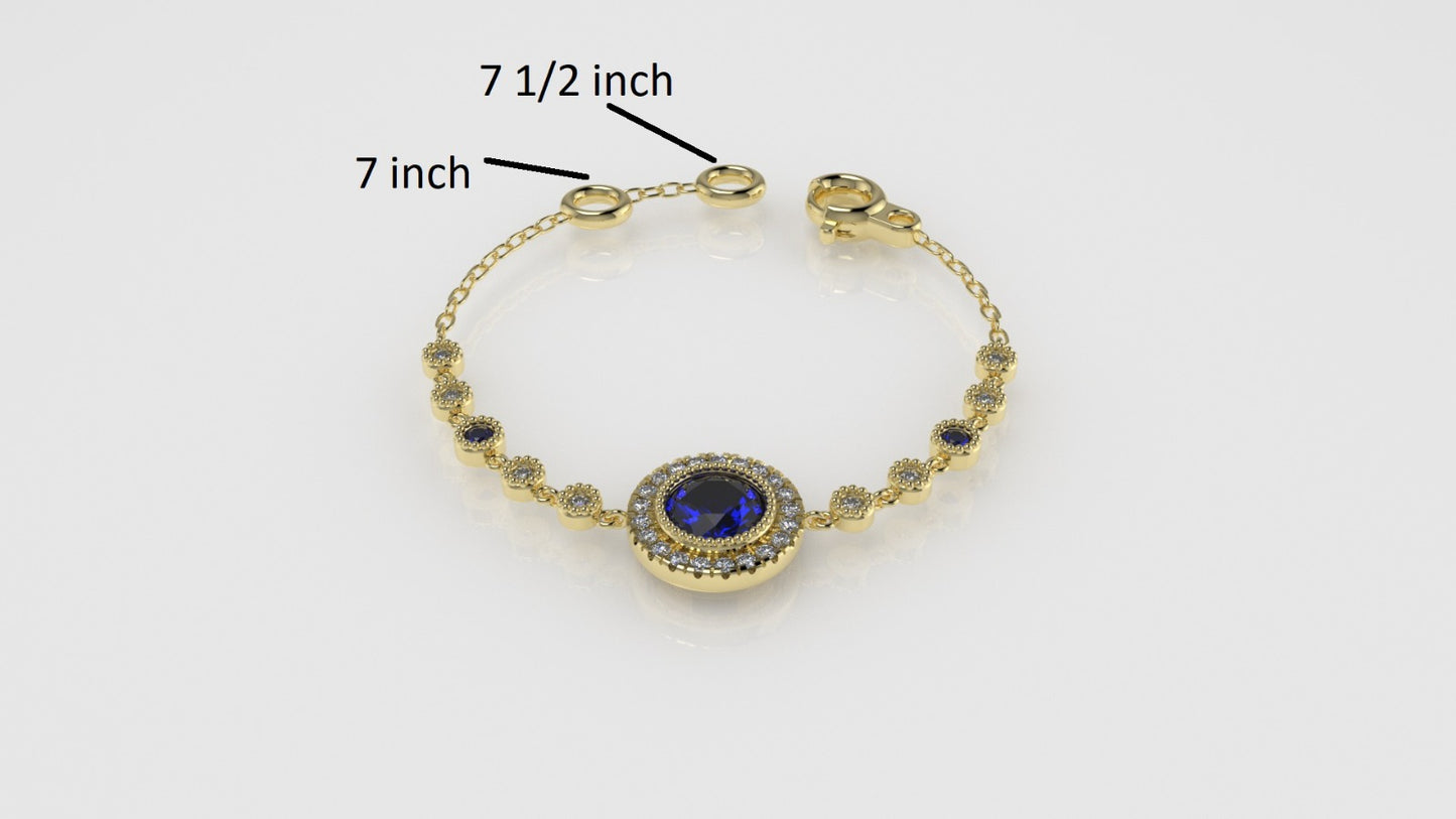 14K Bracelet with 32 Stones, "Stt: Bezel" Cut Split