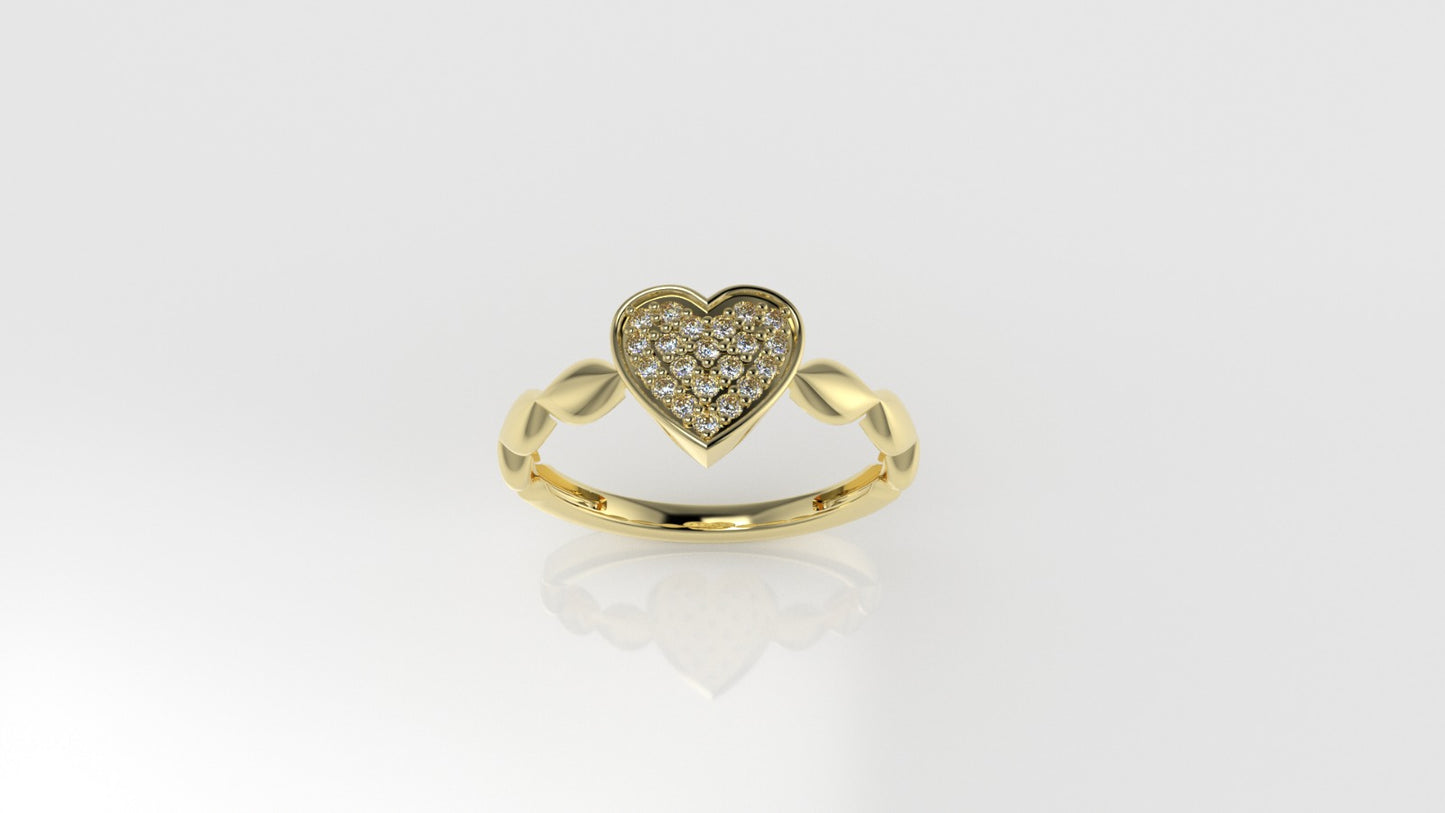 14K Gold Ring with 21 DIAMONDS 1.3mm VS1, STT: Prong