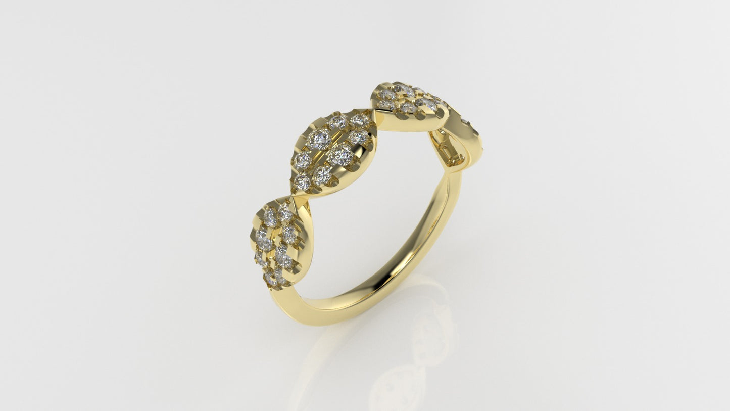 14K Ring with 32 DIAMONDS VS1, Cut Split