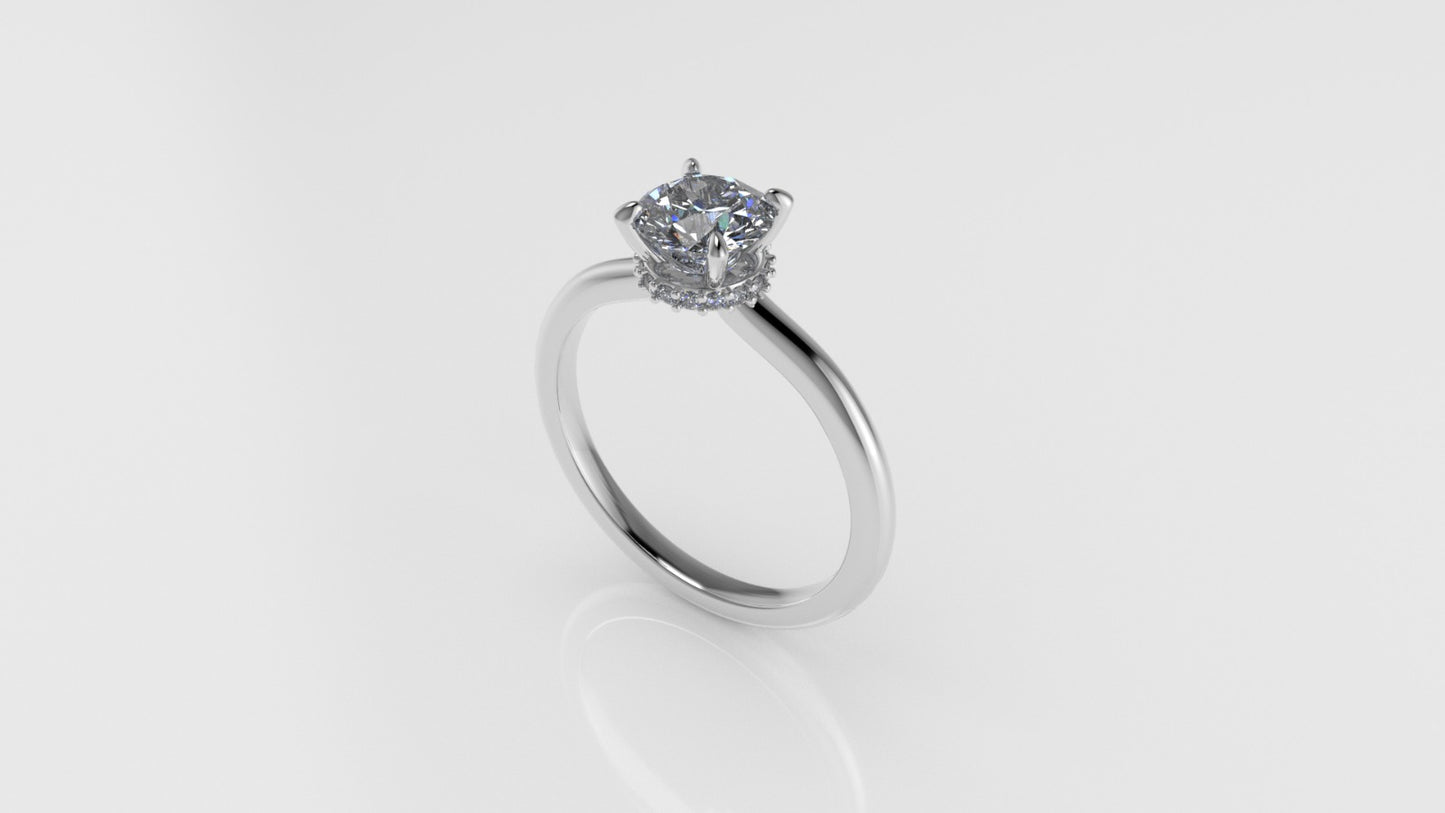 14K Solitaire Ring with 17 DIAMONDS VS1, STT: Prong