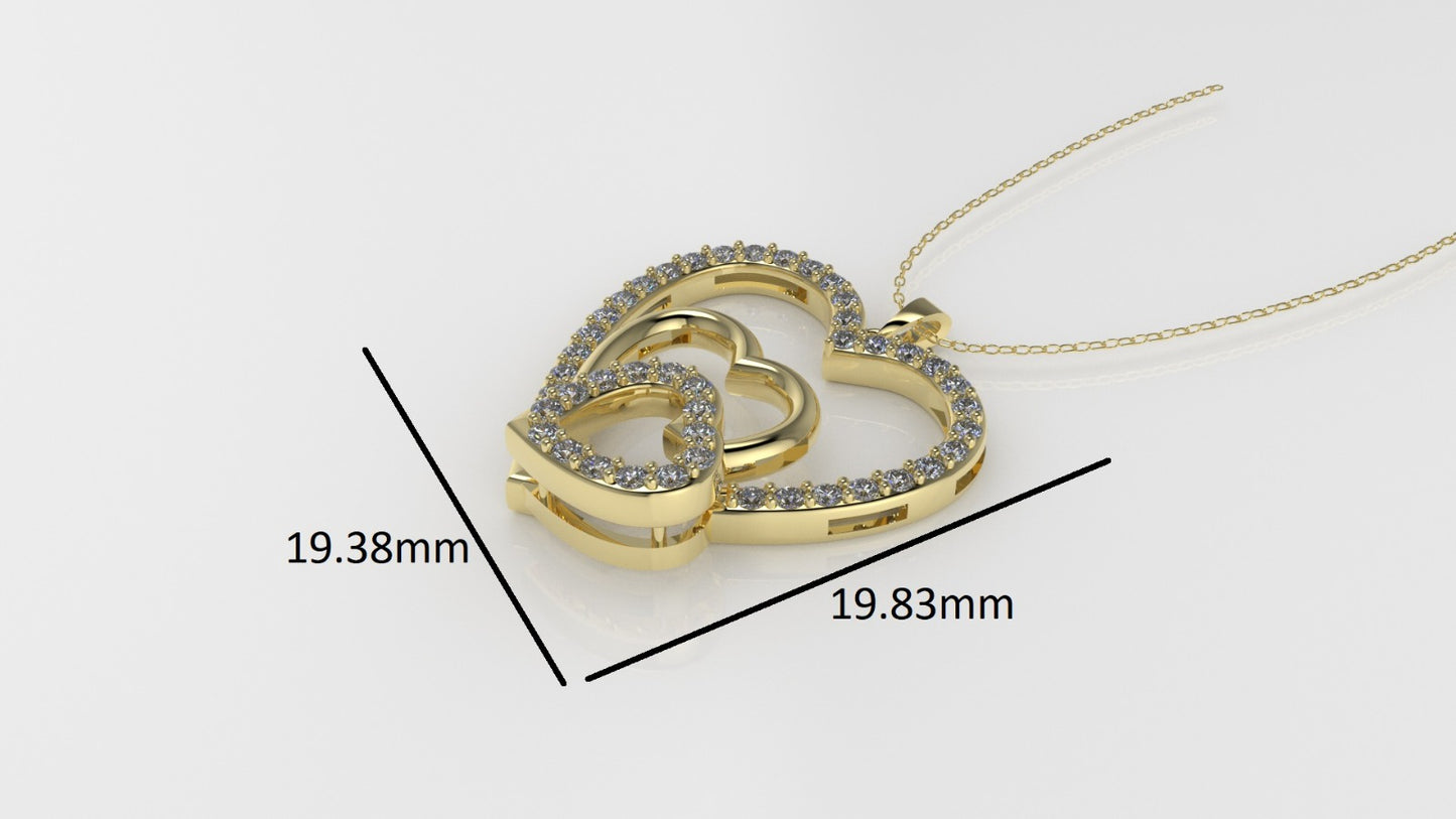 14K Pendant with 46 DIAMONDS VS1, "STT: Prong", MOM, Heart Style