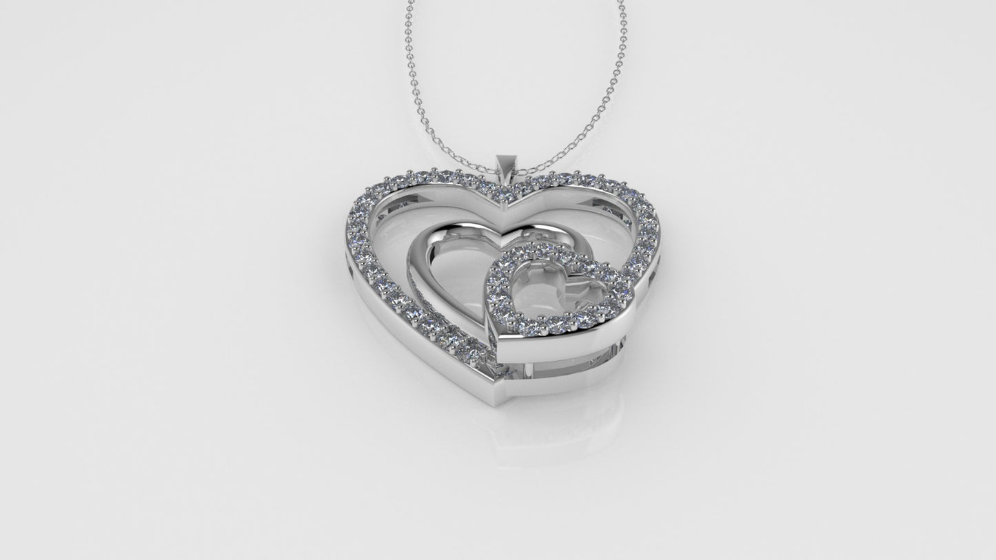 14K Pendant with 46 DIAMONDS VS1, "STT: Prong", MOM, Heart Style