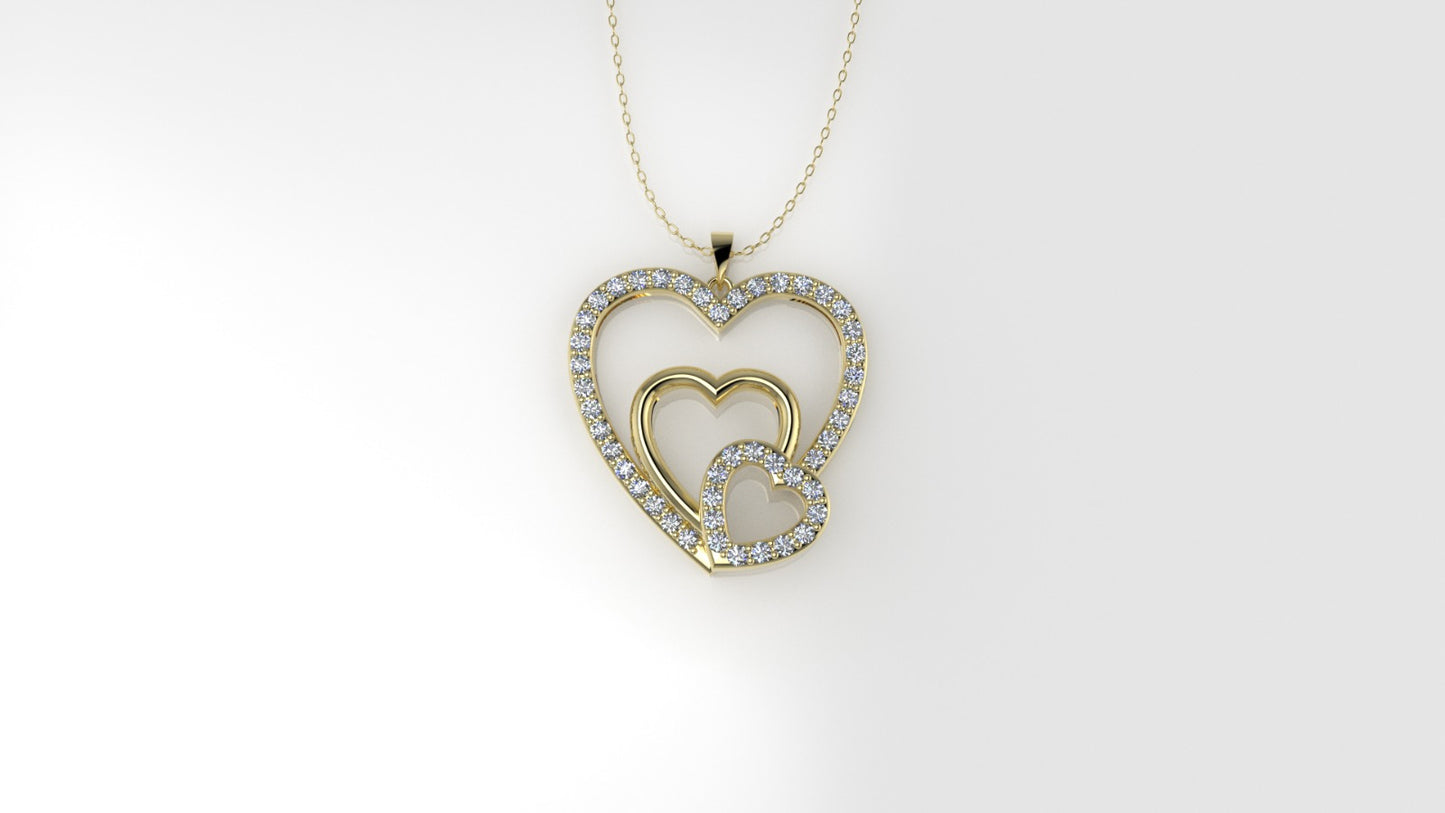 14K Pendant with 46 DIAMONDS VS1, "STT: Prong", MOM, Heart Style