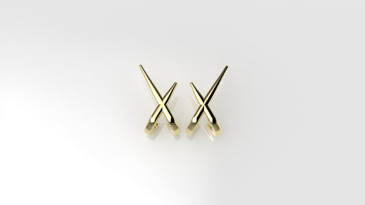 14k Gold Earrings, "X" Style