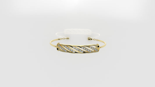 14K Bracelet with 25 Diamonds, "Stt: Prong", long 7 or 7 1/2 inch