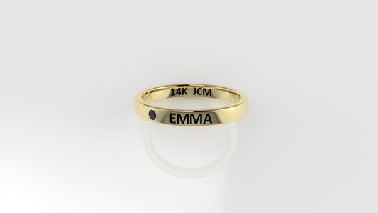 14k Ring with Custom Names "EMMA" with 1 SAPPHIRE