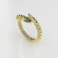 14k Ring with 2 EMERALDS, Snake Style