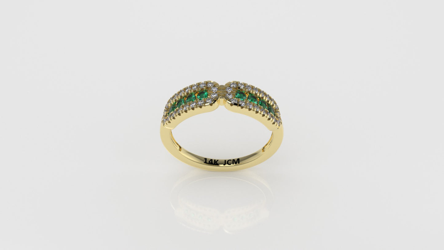 14K Gold Ring with 48 Stones, STT: Bezel and Cut Split