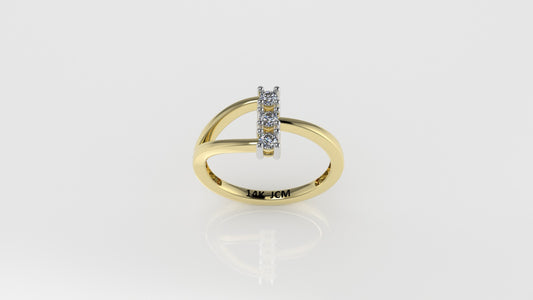 14K Gold Ring with 3 DIAMONDS, STT: Prong