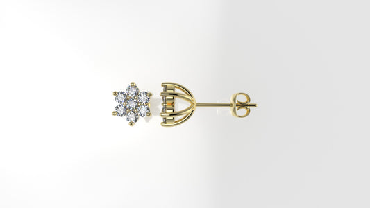 14k Gold Earrings with 14 DIAMONDS VS1, "Stt: Prong", Star Style