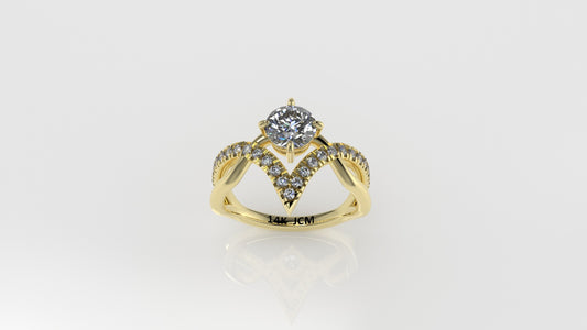 14K Ring with 24 DIAMONDS, Cut: Split, Stt: Prong