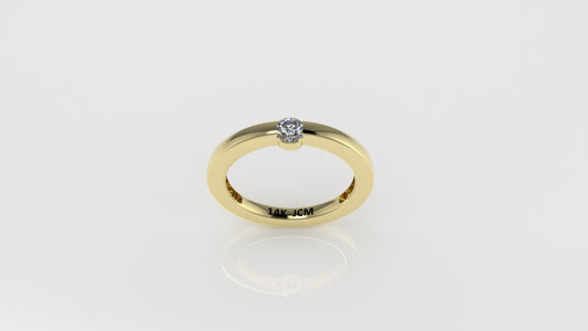 14K Band Ring with 1 DIAMOND, Stt: Bezel