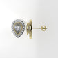 14k Gold Earrings with 38 STONES VS1, "Stt: Bezel", Cut Split, Pear Style