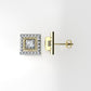 14k Gold Earrings with 42 STONES VS1, "Stt: Bezel", Cut Split, Princess Style